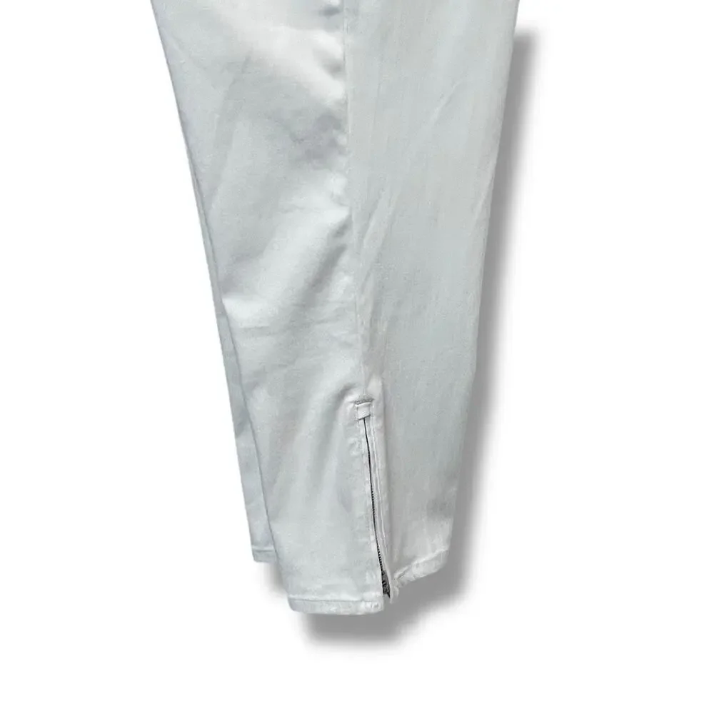 Lauren Ralph Lauren Womens Plus Premiere Cropped Skinny Zipper Ankle Jeans White